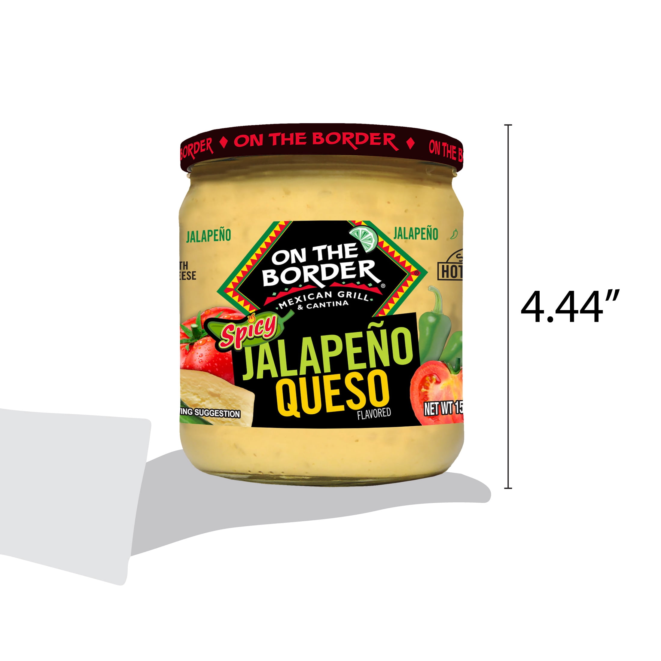 (3 pack) On The Border Spicy Jalapeno Queso, 15.25 oz Jar