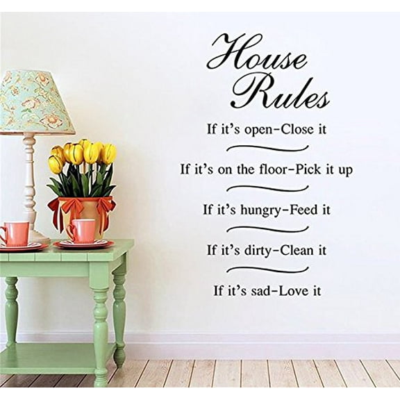 Decal ~ House Rules #3 Wall or Window Decal 15" x 22" (Black)