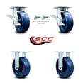 thumbnail image 2 of 6 Inch Kingpinless Solid Poly Wheel Caster Set 2 Brakes and Swivel Locks 2 Rigid, 2 of 2