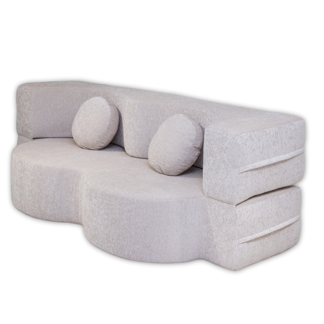 Sofá cama AIRJOL™ YY-26 Beige — Curvo de Alta Costura con Detalle Escultural