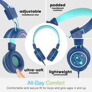MEE audio KidJamz KJ55 Safe Listening USB-C Kids Headphones with LED Lights for Boys and Girls / Students / School / Library / Classroom (Blue)