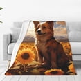 thumbnail image 4 of Salouo Vintage Cute Corgi Sunflower Print Bed Blankets,Flannel Blanket Comfortable Air Conditioning Blanket Lightweight Blanket for Sofa Bed Travel & Couch -80"x60", 4 of 8