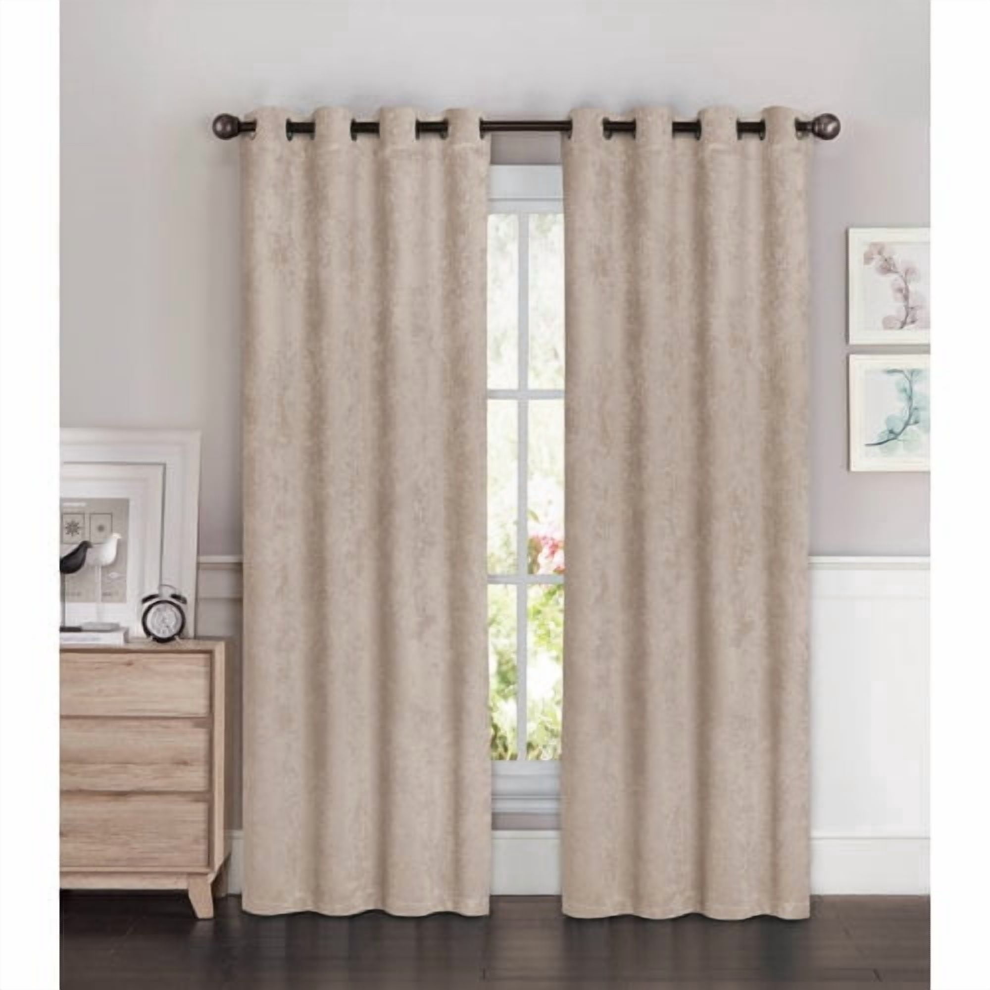 Faux Suede Room Darkening 108 x 96 in. Grommet Curtain Panel Pair