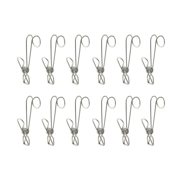 MasteelfCA 12PCS Stainless Steel Clothes Drying Hanger Clips Multi-purpose Windproof Clothespin Wire Clips for Clothesline Utility