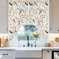 thumbnail image 5 of Swag Curtains Valances for Windows, Orange Fall Thanksgiving Short Kitchen Window Curtains Over Sink, Autumn Bird Leaf Floral Cafe Curtains Panel Set Of 2,Rod Pocket, 36 Inches Length White, 5 of 8