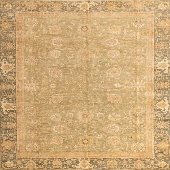 Ahgly Company Indoor Square Abstract Orange Gold Oriental Area Rugs, 4' Square