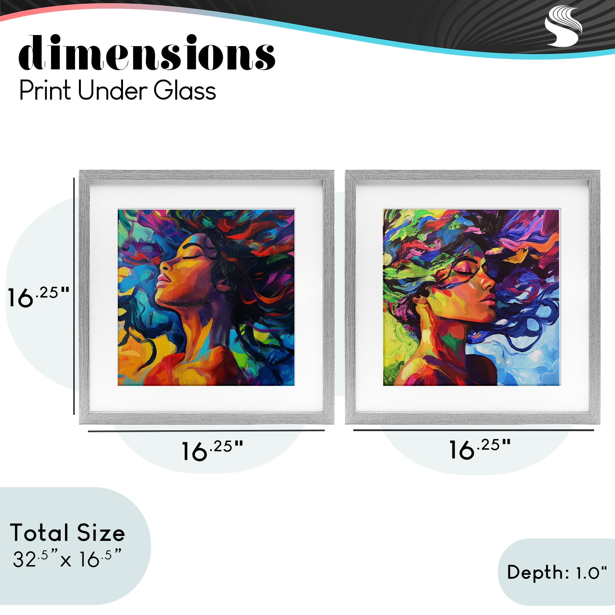 Stupell Industries Radiant Flow Of Colors 2 Piece Gray Framed Print Under Glass Set, design by Svetlana Aleynikova