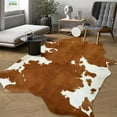 thumbnail image 7 of HOMORE Cowhide Rug, Cute Cow Print Rug for Living Room Faux Cow Hide Animal Print Carpet for Bedroom Office Table,5.2'x6.2',Yellow, 7 of 7