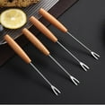 thumbnail image 2 of Stainless Steel Fondue Forks, 5.7 Inches Cheese Fondue Sticks Smore Sticks with Wooden Handle Heat Resistant for Chocolate Fountain Cheese Fondue Roast Marshmallows Fruits, 2 of 8