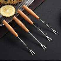LmnLft Stainless Steel Fruit Forks 6-Pack - Wooden Handle Appetizer Skewers for Charcuterie Boards, Dishwasher-Safe Party Serving Utensils