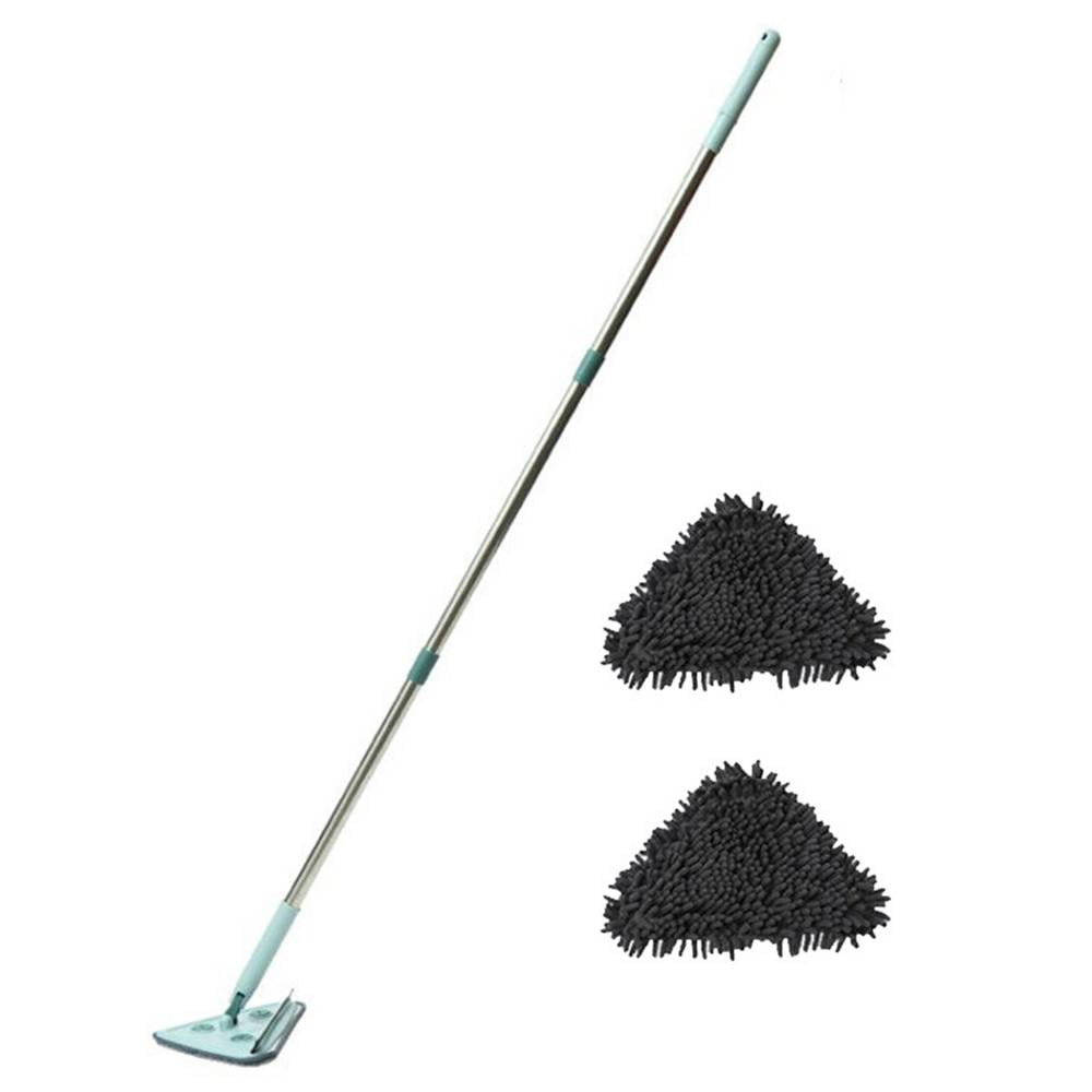 Triangle Cleaning Mop,Multifunctional Telescopic Cleaning Mop,Window and Glass Cleaning Kit,360° Rotatable Home Cleaning Tool with Ultrafine Fiber cloth and Chenille Cloth Mop Head 