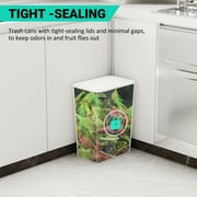 TINANA Small Trash Can with Lid, 3 Pack 10L Plastic Trash Bin, 2.6 Gallon Slim Garbage Bin Wastebasket with Pop-Up Lid for Bathroom, Bedroom, Office, Kitchen, Craft Room-White Black Gray