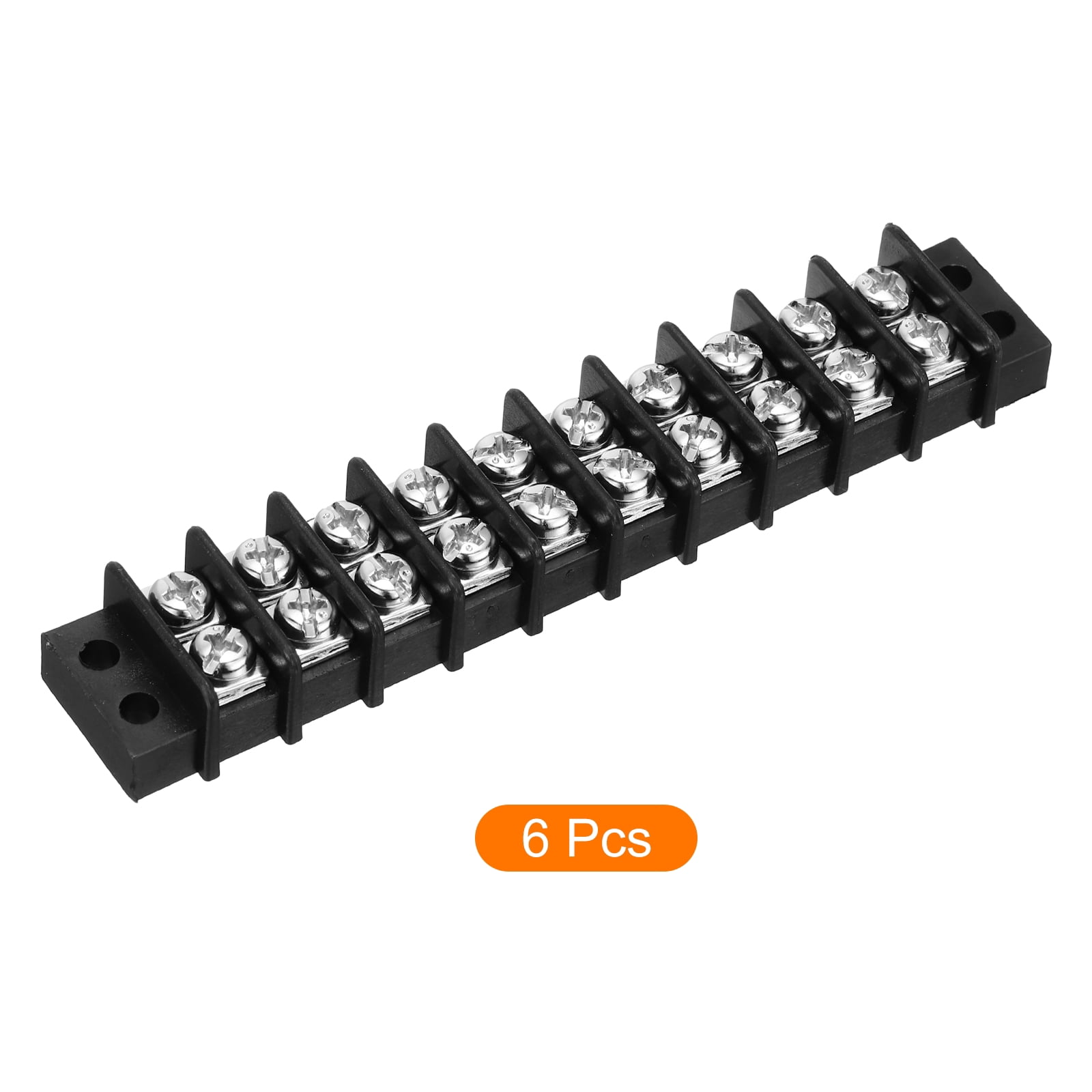 6 Pcs 10 Positions Terminal Block 300V 20A 9.5mm Pitch Dual Rows 10 Circuits DIN Row Screw Terminals Strip