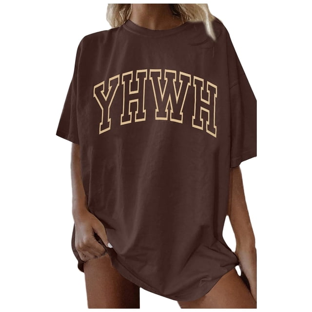 Camiseta informal holgada con estampado de letras para mujer talla grande: camiseta cómoda y elegante con estampado gráfico para el día a día
