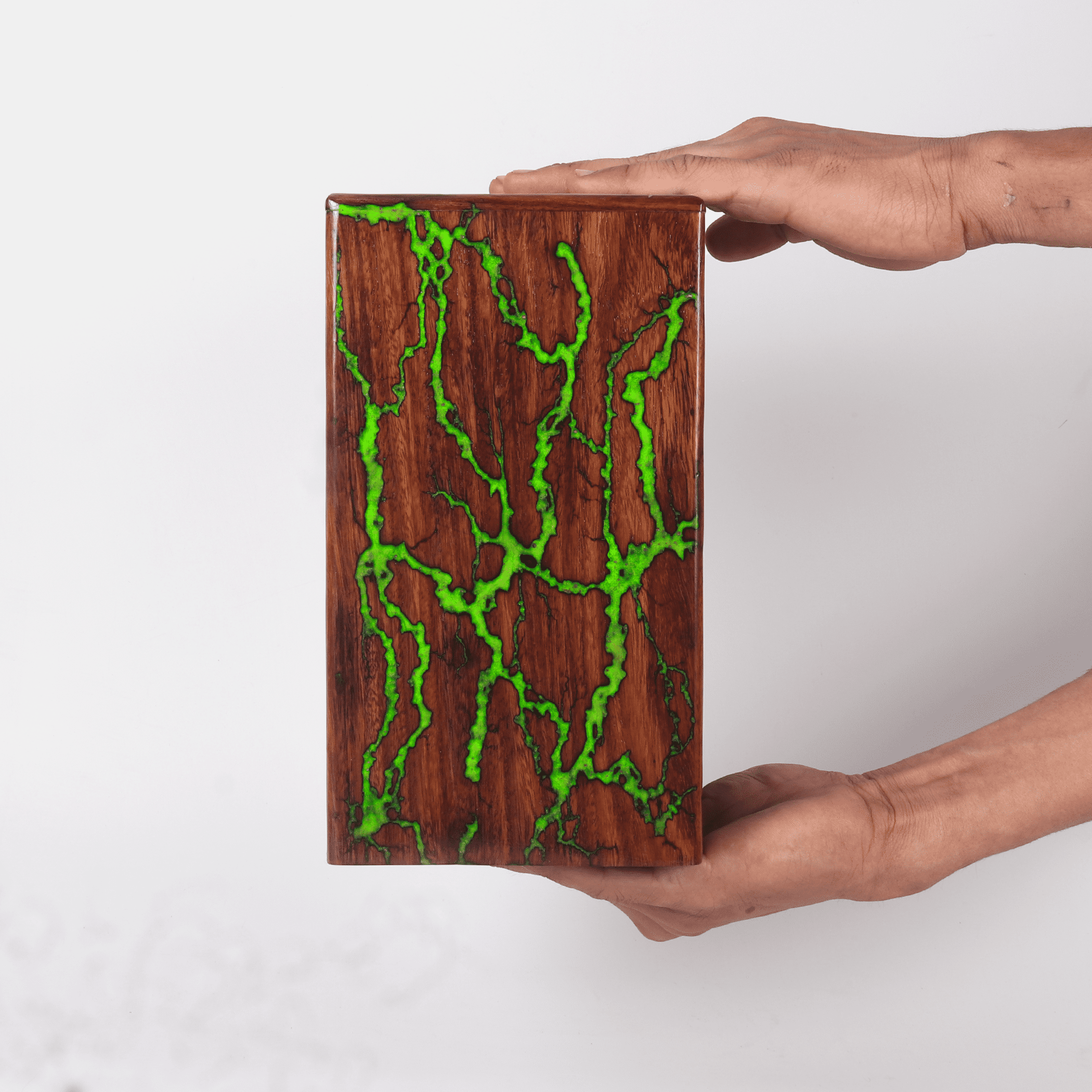 Creation India Craft Wooden Cremation Urns for Human & Pet Ashes, Memorial Urns, Decorative Urns, Adult Urns, Rosewood Urns, Wooden Urn Box -Lichtenberg Fractal & Epoxy Resin (Medium)
