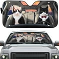 thumbnail image 2 of 3D Texudo Couple Cat Car Auto Sunshades Windshield Heat Protection, Pet Cat Sun Shades Univeral Fit Cars Suv Truck, 2 of 6
