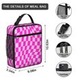 thumbnail image 3 of Pink Wavy Checkered Pattern Insulated Lunch Bag for Men Women,Waterproof Lunch Box for Work,Picnic or Travel,Thermal Insulation,10.63x9.06x3.54 Inches, 3 of 5