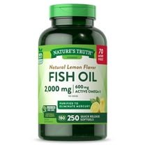 Fish Oil Omega 3 | 2000 mg | 250 Softgels | Burpless | Lemon Flavor | by Nature's Truth