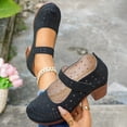 thumbnail image 2 of Byworldtasic Women's Breathable Cutout Block Heel Shoes Adjustable Strap Closed Toe Comfortable Summer Shoes, 2 of 8