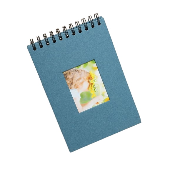 Sidaley Álbum de fotos en Horizontal A5, DIY hecha a mano, cartón negro, Kraft, libro de planificador de grafiti pintado a mano para la cartulina Azul/con ventana