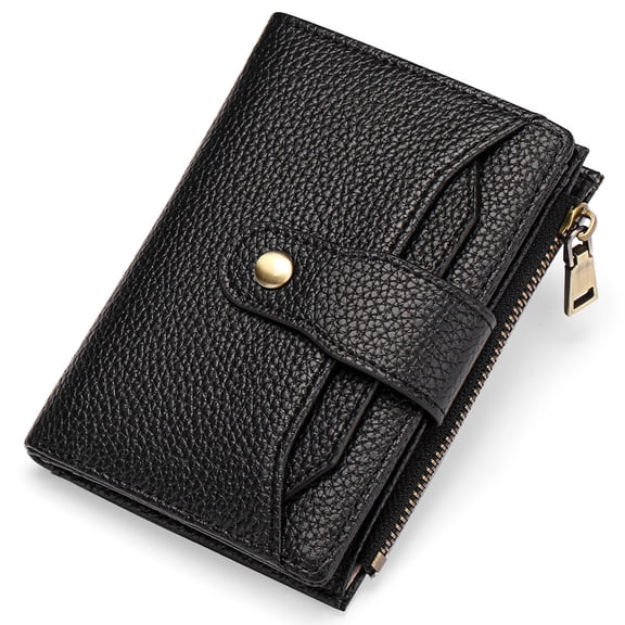 GAEKEAO Small Leather Wallet for Women RFID Blocking Bifold Wallet with Zipper Pocket