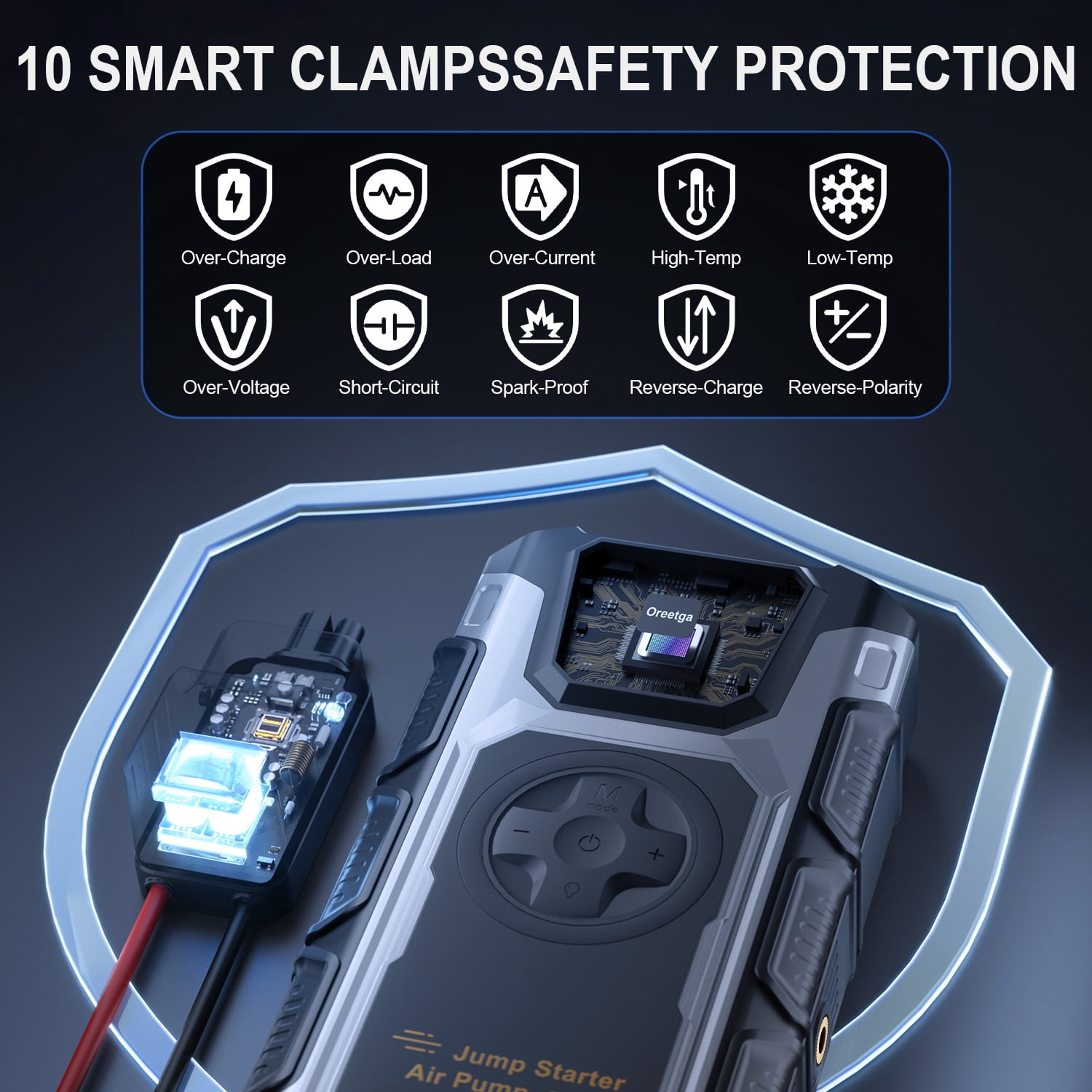 Pabulum 5000A Car Jump Starter with Air Compressor & Tire Inflator, 12V Portable Battery Booster Jump Pack for 9.0L Gas/7.5L Diesel, Jump Box Fast Charging, Power Bank, Emergency Light