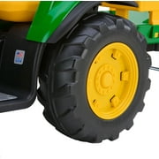 12 V Peg Perego John Deere Ground Force Extra-Large 12 Volt Ride-On Tractor with Trailer & FM Radio, Durable Design for Kids Ages 3-7