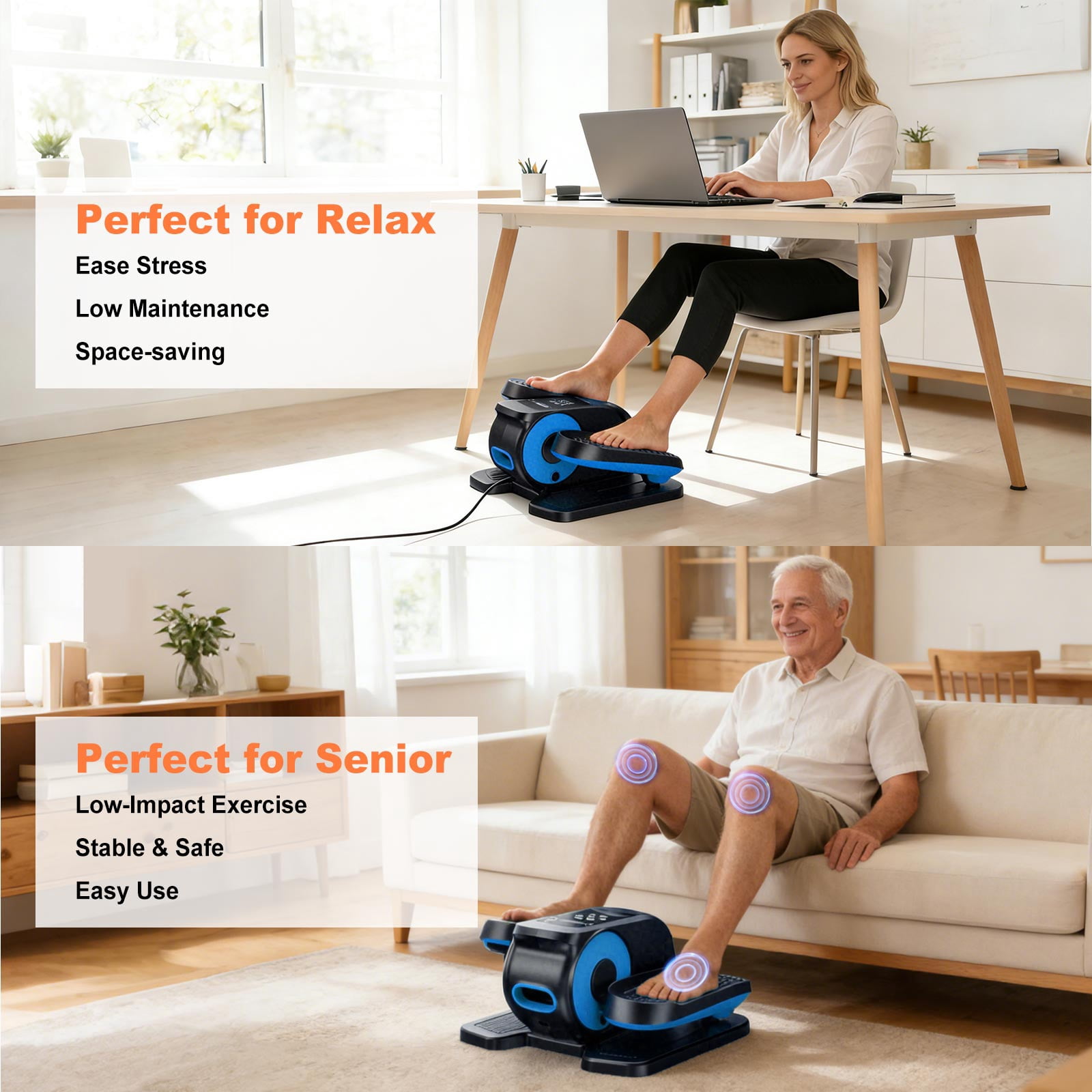 Under Desk Elliptical Machine, Ellipse Leg Exerciser While Sitting, Quiet Portable Electric Seated Pedal Exerciser,Fully Assembled with Remote Control & 12 Adjustable Speeds