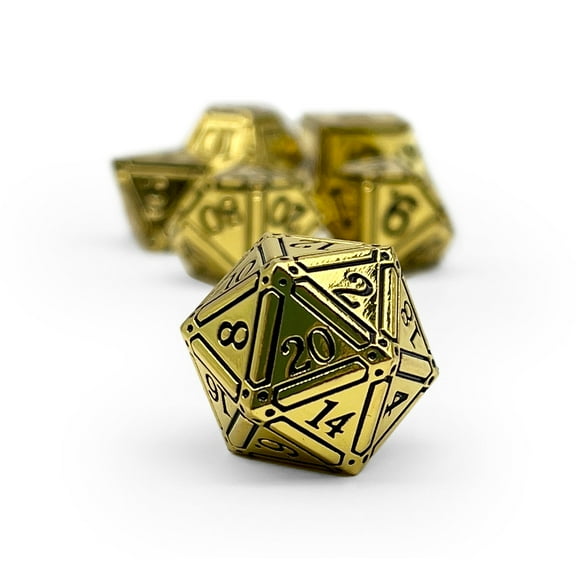 DnD Dice | Ironworks - Ancient Treasures 7 Piece RPG set Alloy Dice | Norse Foundry