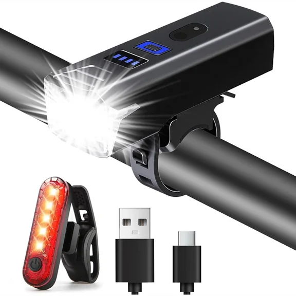 9000 Lumen Bike Light Set, USB Rechargeable LED Bicycle Front and Rear Lights, Waterproof Night Riding Accessories for Adults