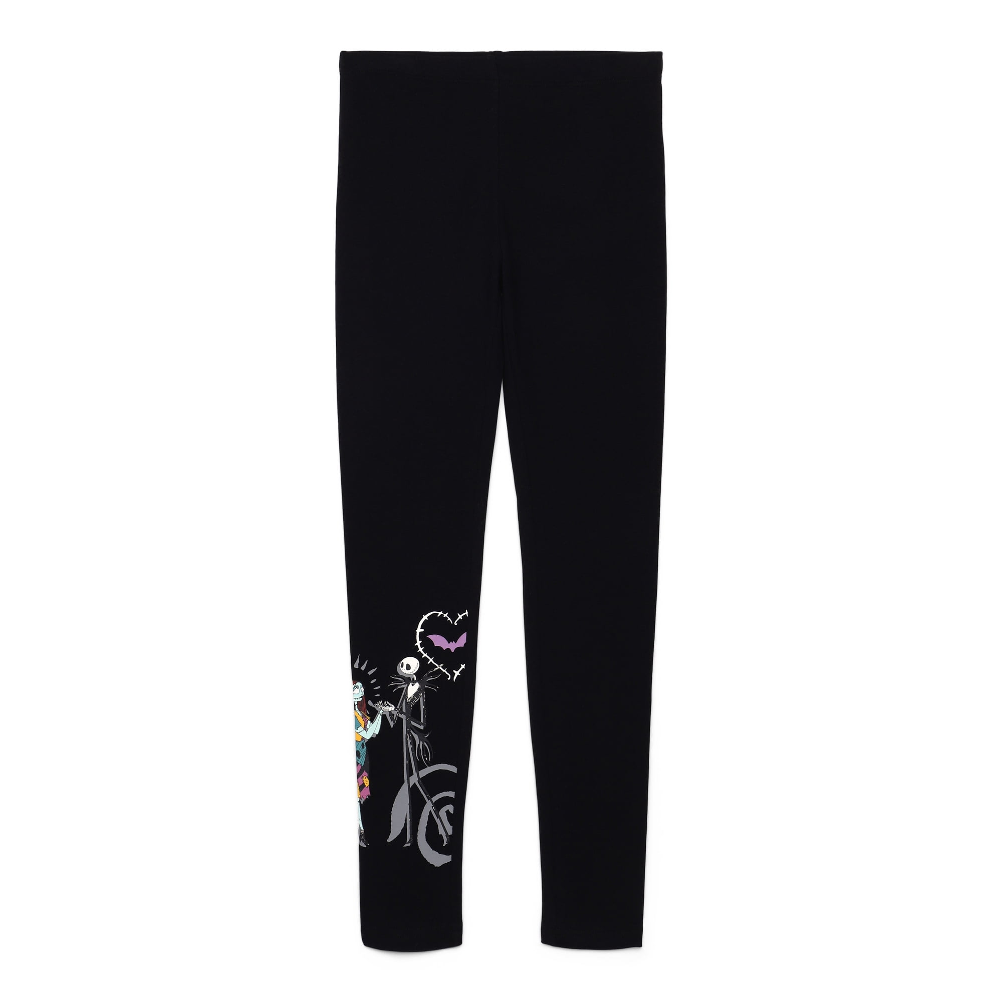 The Nightmare Before Christmas Girls Jack and Sally Graphic Leggings, Sizes 4-16