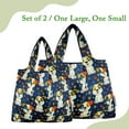 thumbnail image 6 of Wrapables Large & Small Foldable Tote Nylon Reusable Grocery Bags, Set of 2, Puppies and Paws, 6 of 8