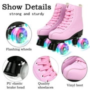 EONROACOO Pink Roller Skates for Women, Adult Light up Quad Skates(Women 7/Men 5.5)