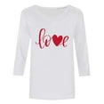 thumbnail image 4 of Levmjia Womens Tops Sweatshirts Valentine Print Solid Color Round Neck Loose Long Sleeve T-Shirt Breathable Comfortable Holiday Work Commute Home Casual Wear, 4 of 5