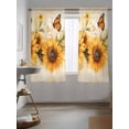 thumbnail image 3 of Sunflower Curtains 63 Inch Length, Sheer Curtains for Bedroom Living Room Window Butterfly Spring Floral Retro Rod Pocket Voile Drapes Kitchen Curtains Small Half Window 42"x63" 2 Panels, 3 of 6