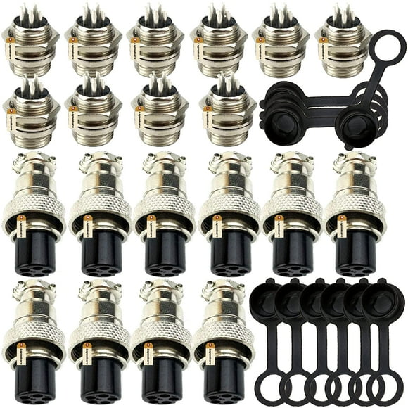 Aviation Connectors 5A, Lsgoodcare 30Pcs GX12-5 Pin Metal Aviation Plug Kit, Including 12MM 5 Pin Plug Thread Male Female Panel Wire Socket and Aviation Plugs Cap (GX12-5)