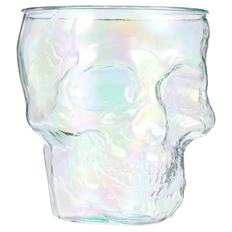 Holiday Home Clear Iridescent 4L Glass Skull Halloween Beverage