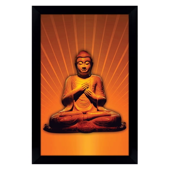 IBA Indianbeautifulart Peaceful Gautam Buddha Digital Prints Poster With Frame For Living Room Home Decor Religious Frame Wooden Frame For Wall Decor