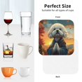 thumbnail image 5 of Leather Coasters with Heat-resistant for Drinks, Sunset Meditating Bichon Frise Cup Coasters Cup Pad Mat for Tabletop Protection, Coffee Table, Office Desk and Housewarming Gift, 5 of 5