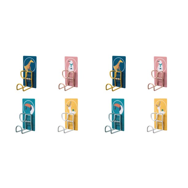 Yuarrent Gancho de pared sin perforaciones, plegable, de doble capa, resistente al agua, sin trazos, patrones de dibujos animados, ventosa, 4 unids/set 2piezas
