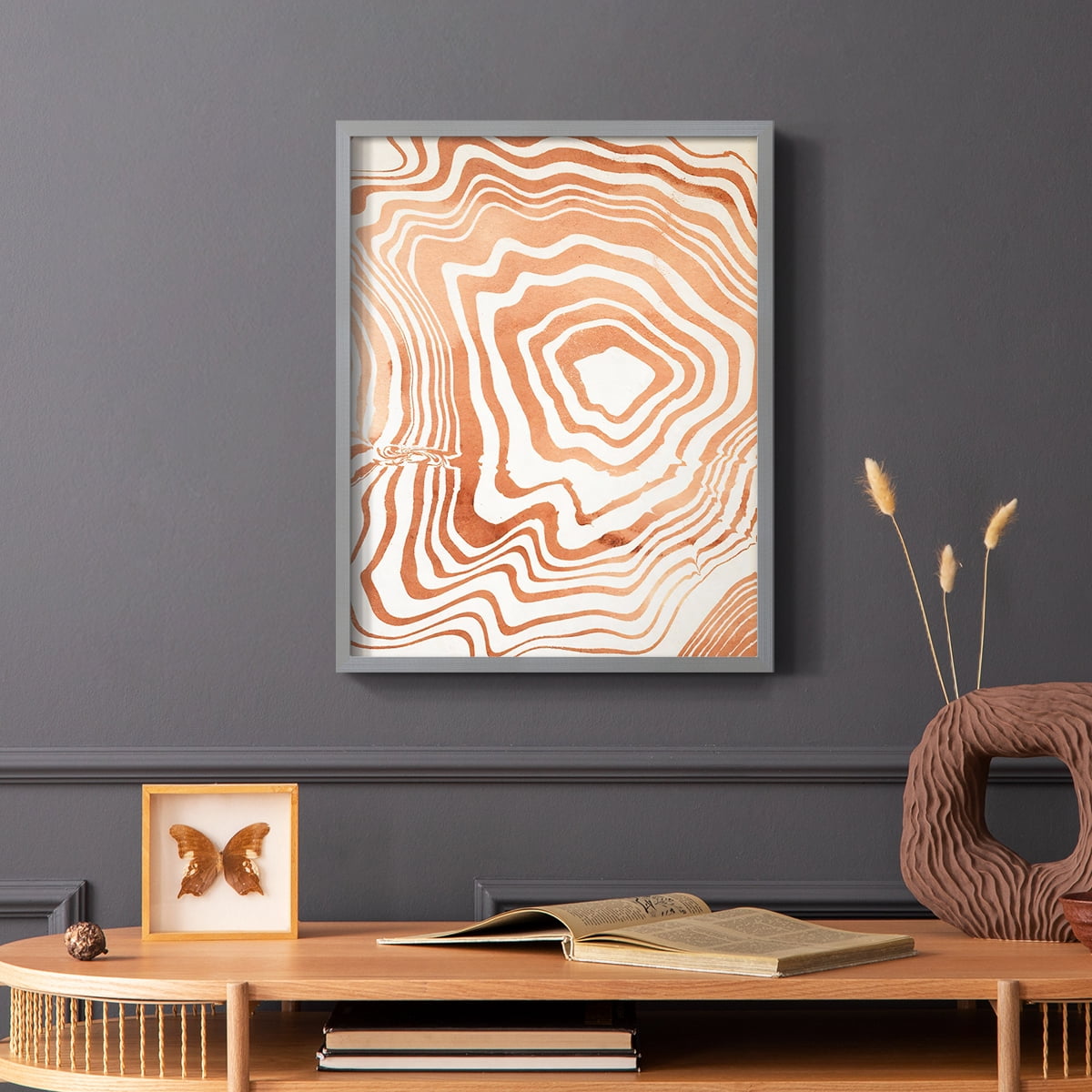 Wood Grain Suminagashi I Framed Print - Solid Wood in Single Picture Frame Solid Wood 2 Framed Print