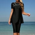 thumbnail image 6 of ZQUUVOU Muslim Swimsuits for Women Short Sleeve Built in Bra Swimming Tops Short Full Cover Modest Rash Guard Burkini Black, 6 of 6