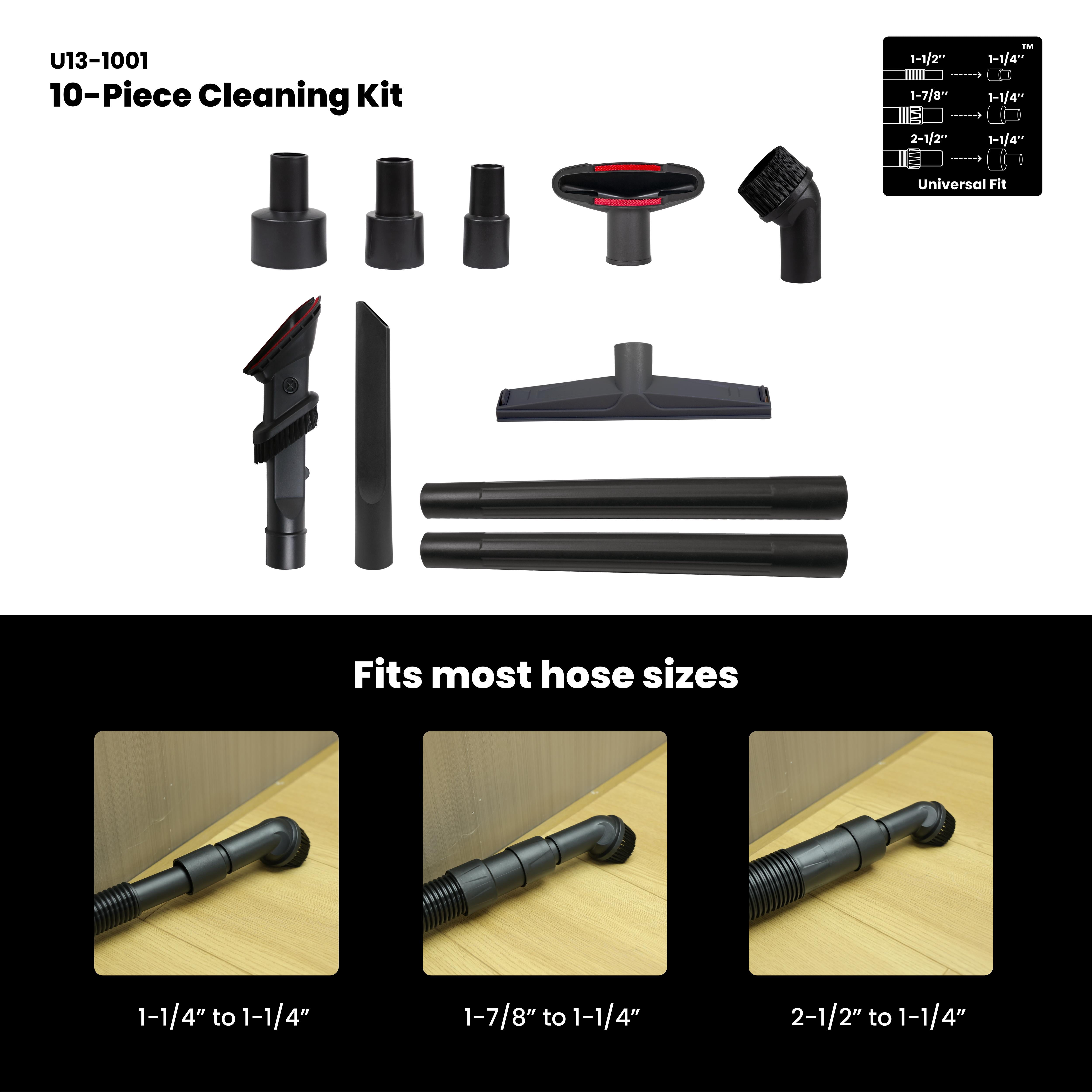 Universal 10-Piece Cleaning Kit, Fits Most Brands Under 8 Gallons