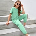 thumbnail image 6 of WELOIJEVBE Girls Summer Outfits Sets Fashion Short Sleeve T-Shirts Top and Pants for Child Girls Size Girls Clothes 9-10 Years, 6 of 6