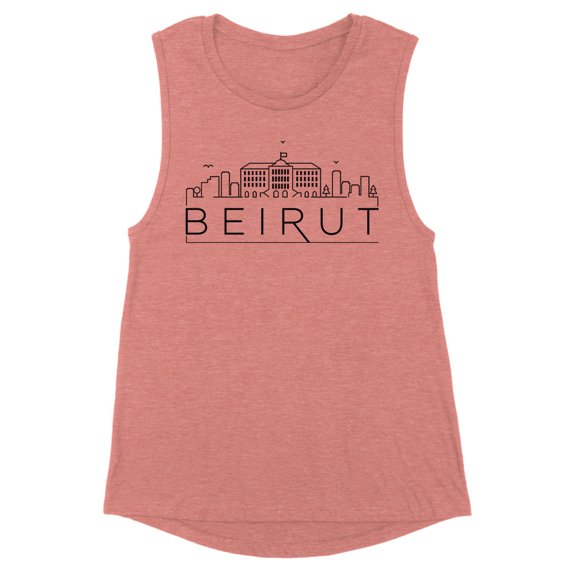 Skyline Beirut Lebanon Women's Muscle Tank 2X-Large Desert Pink