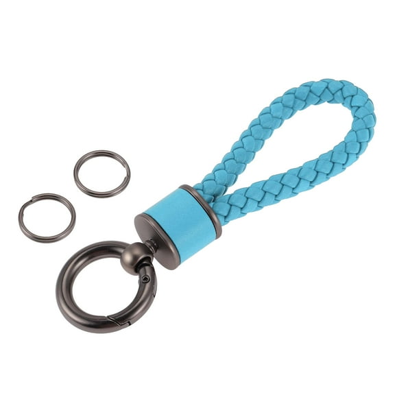 Unique Bargains Car Keychain Universal Key Chain with Ring for Key Fobs for Women Faux Leather Blue