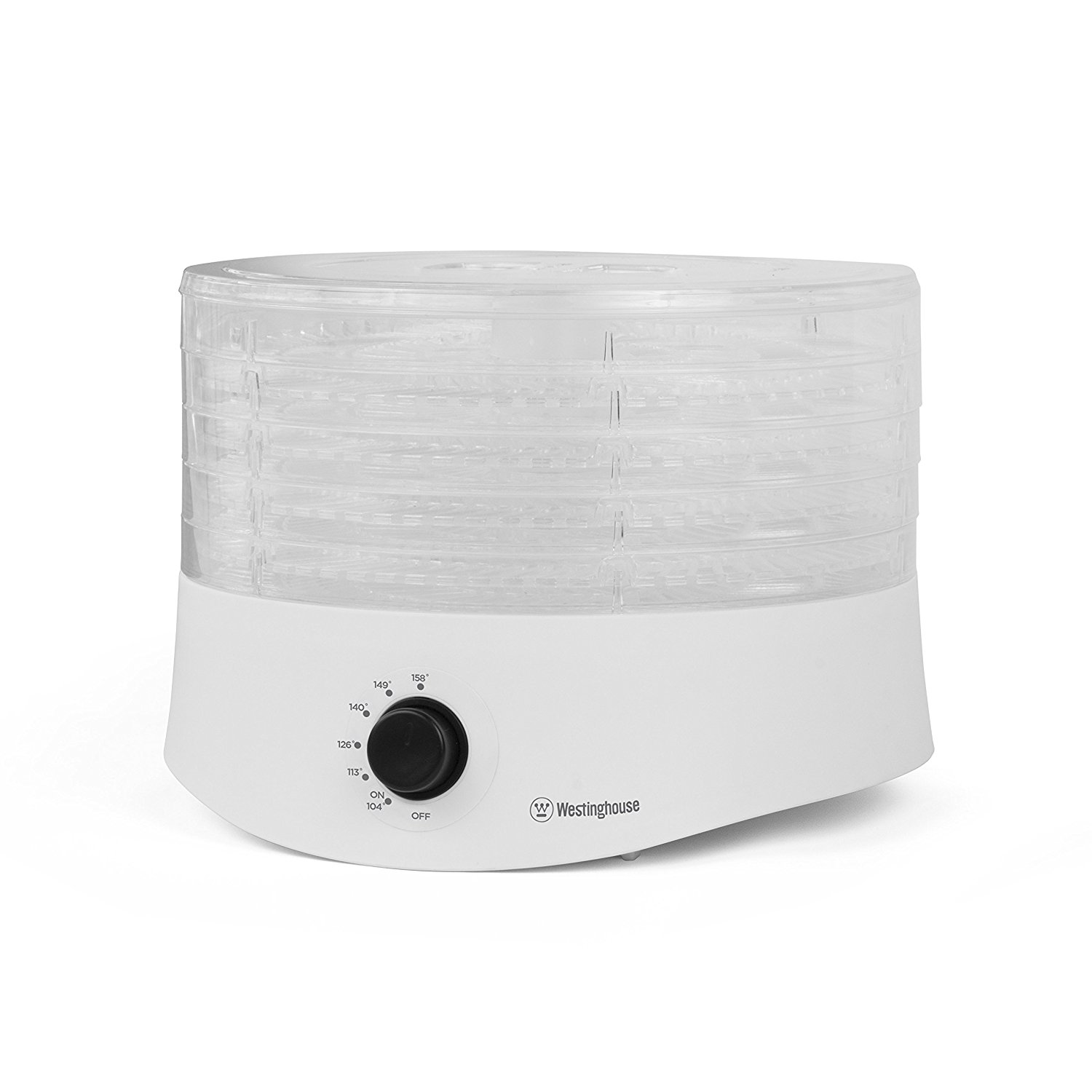 WFD100W New Food Dehydrator, 280 Watts, White Base, 5 Stackable Trays