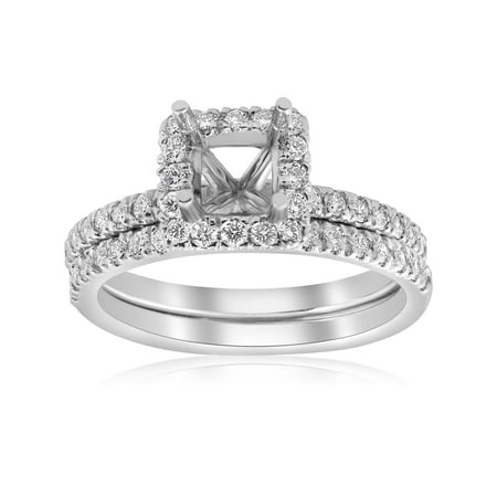 5/8ct Princess Cut Diamond Halo Engagement Ring Setting Matching Band White