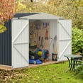 thumbnail image 4 of Gymax 8 x 6.3 FT Metal Outdoor Storage Shed w/ Lockable Door Pitched Tool Shed Roof, 4 of 10