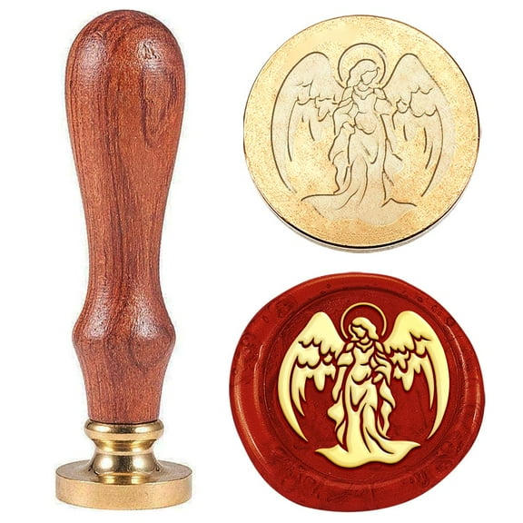 1pc Vintage Wax Seal Stamp Angel Sealing Wax Stamp 25mm Removable Brass Stamp Head with Wooden Handle